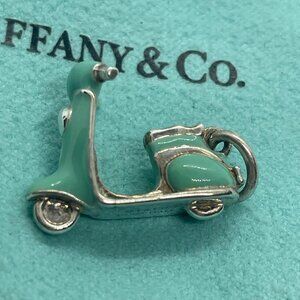 Tiffany & Co. Vintage Sterling Silver Blue Enamel Vespa Scooter Charm